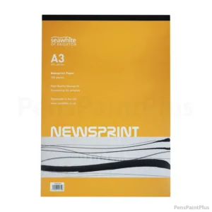 Seawhite Smooth Newsprint Block A3, 100 Seiten, 50 g/m² – glattes Skizzenpapier für schnelle Zeichnungen und Studien